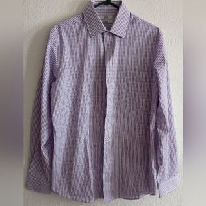 Croft & Barrow Lavender Checkered Button Down Shirt-15.5- 34/35